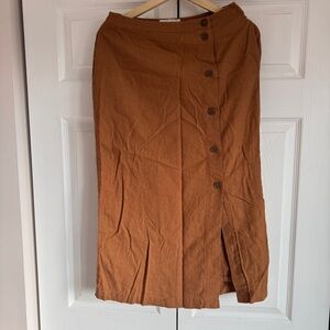 Treasure & Bond Tan Button-Down Pencil Skirt